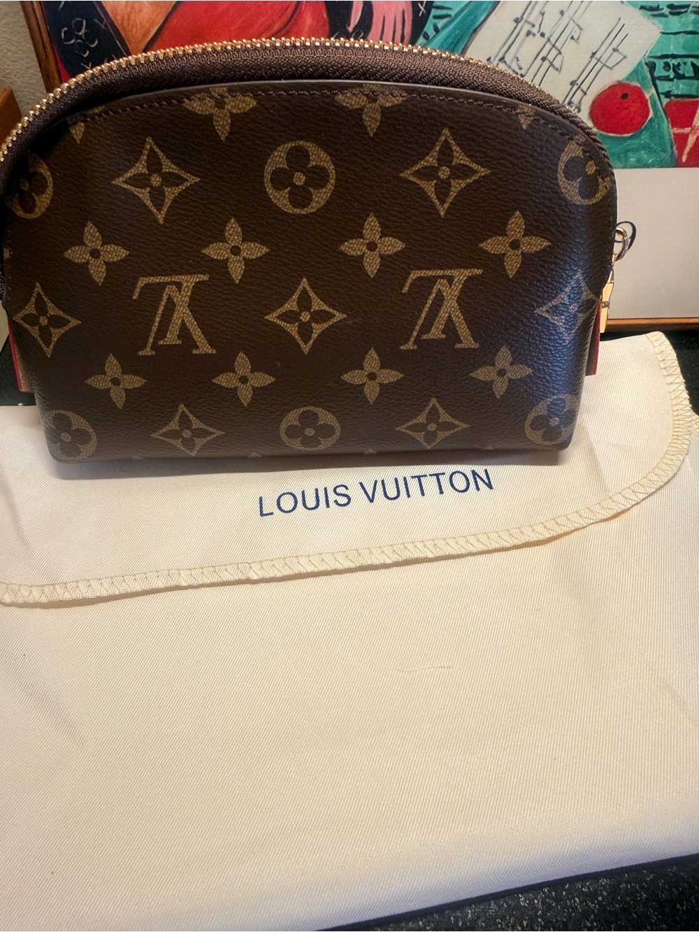 Source Unknown Louis Vuitton Brown Monogram Cosmetic Pouch